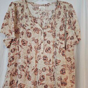 Maurices Women's Floral V Neck  Short Sleeve Tee Size XXL